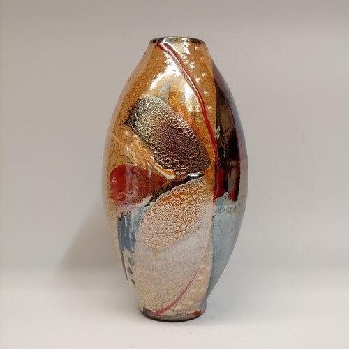 Click to view detail for #220427 Raku Glitter Glaze 7.75x5.75 $32